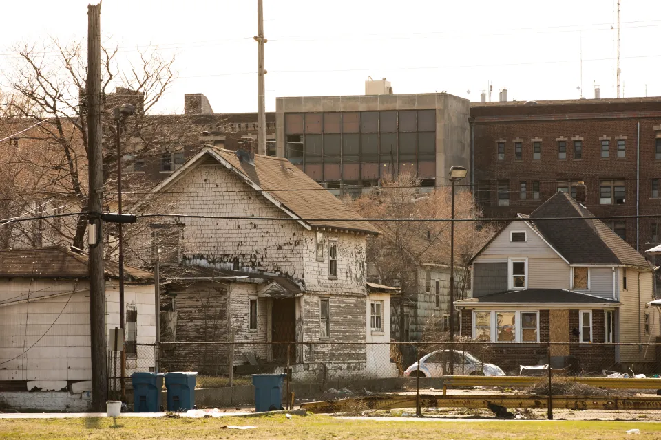 Vacant run-down houses in Gary, Indiana